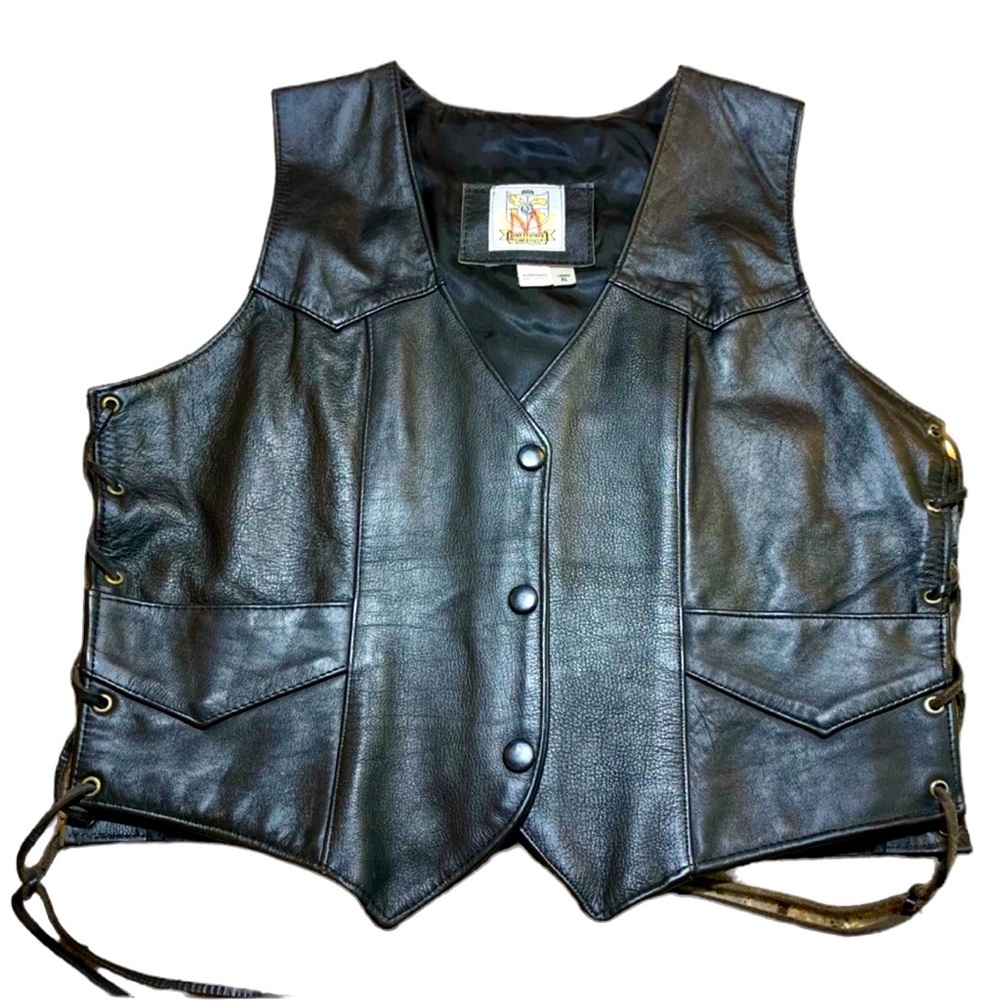 Women’s Black Leather Vest‎ XL at